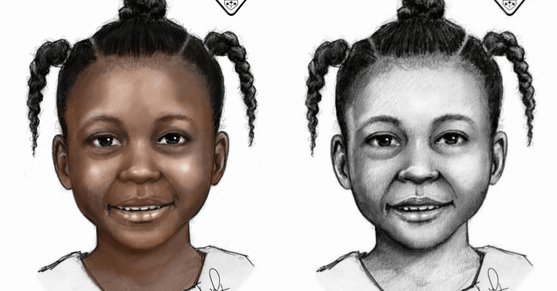 Coloured rendering of what Rosedale Jane Doe may have looked like when alive + Black and white rendering of what Rosedale Jane Doe may have looked like when alive