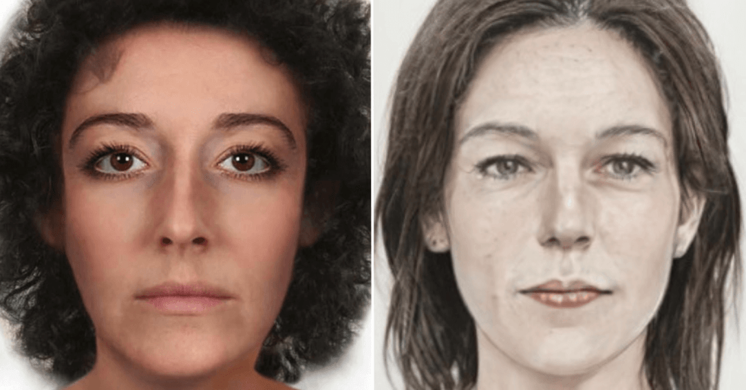 Computer rendering of what Miss X (1982) might have looked like when alive + Pencil sketch of what Miss X (1982) might have looked like when alive