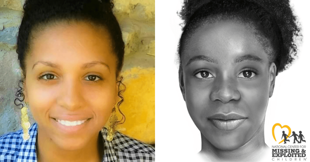 Photo of Yadezia Jones + Artist's reconstruction of what Vandy Jane Doe may have looked like when she was alive