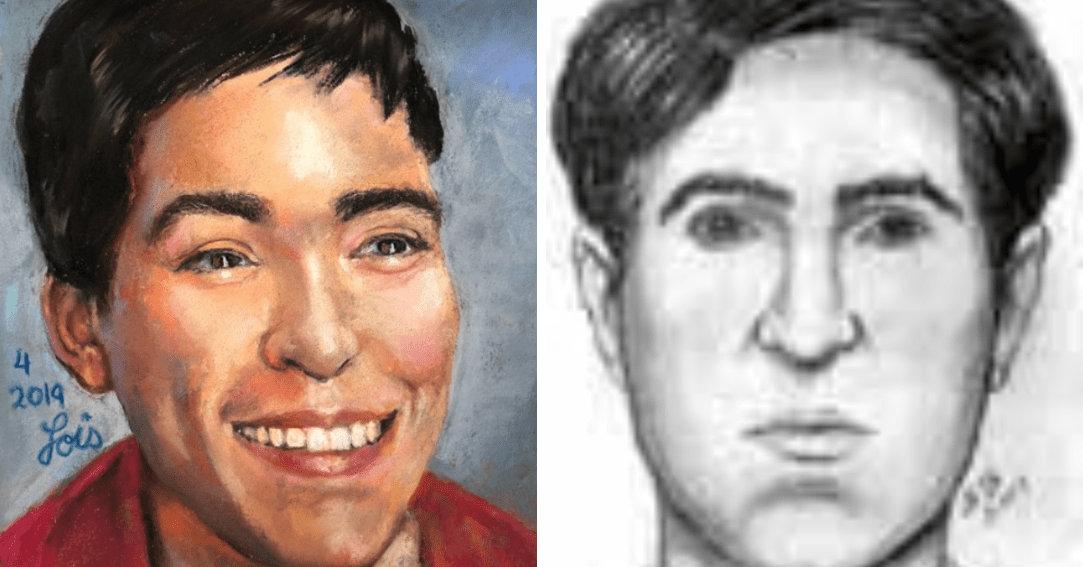 Two artists' renderings of what the Fort Bend County John Doe (2000) may have looked like when he was alive