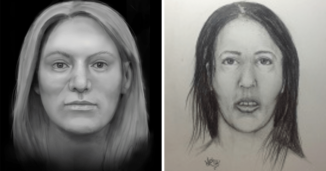 Two artists' reconstructions of what the Odessa Jane Doe (1993) may have looked like when alive